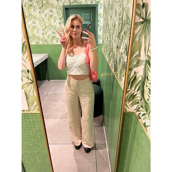 Anine Bing Women's Off-White Wide-Leg Front Zipper Lyra Trousers Pants Size 34 - Picture 15 of 16